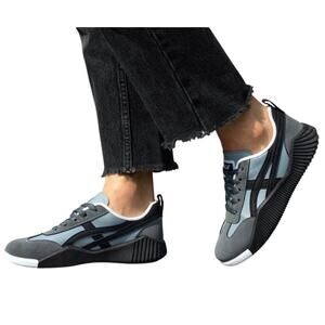 De Florence WMNS 7.5 Flora Sneaker Shoes Black/Gray/BlueLeather Italian Walking
